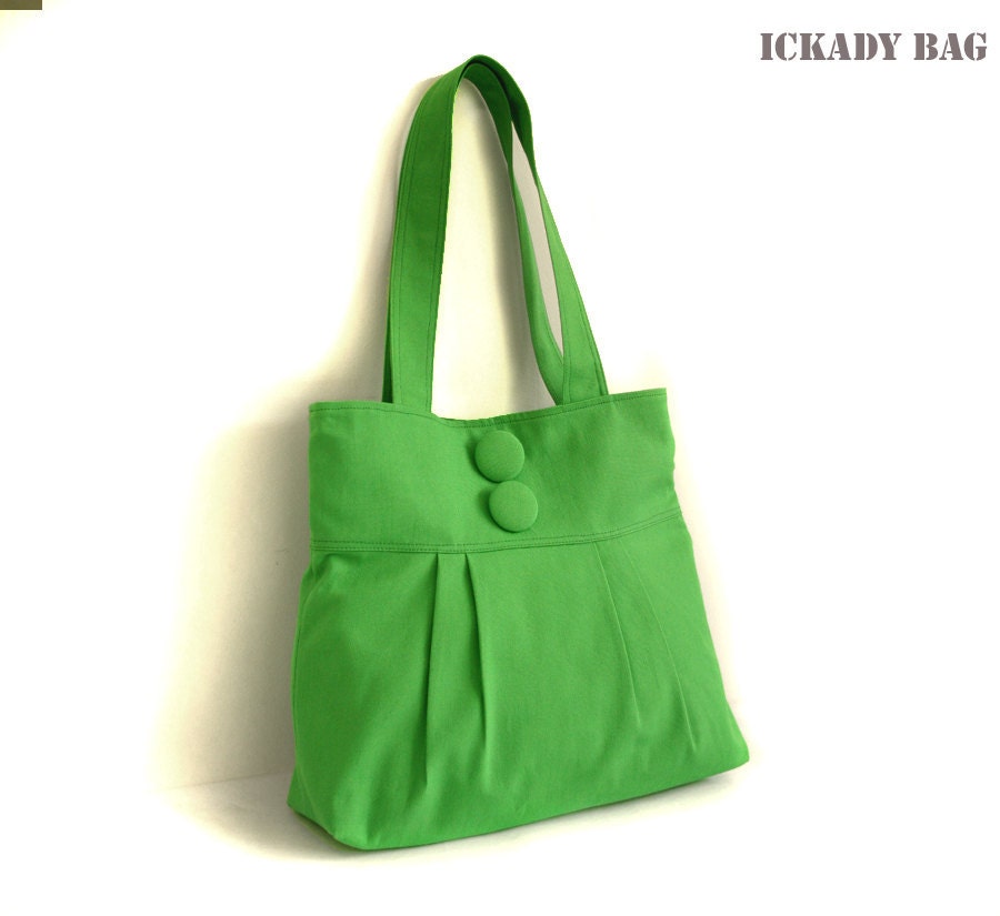 SALE - 10% off Green Canvas Tote Bag / Purse / Shoulder Bag / Women Handmade Handbag / Christmas Gift