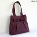 Last One - Deep Purple / Plum Pleated Hemp / Cotton Tote Bag with Big Bow - Ready to Ship
