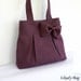 Last One - Deep Purple / Plum Pleated Hemp / Cotton Tote Bag with Big Bow - Ready to Ship