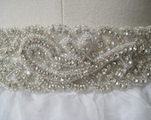 Bridal beaded rhinestone wedding sash/belt with rhinestone applique. CLASSIC BRAID