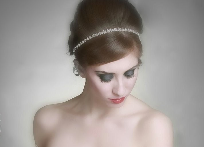 Bridal crystal rhinestone jewel  wedding headband.  MARQUISE PRINCESS