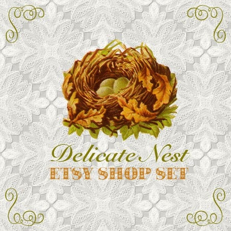 Etsy Shop Graphics - Delicate Nest - Beautiful Vintage