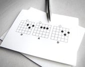 Fathers Day card - DAD Guitar Chords - black and white Father's Day card