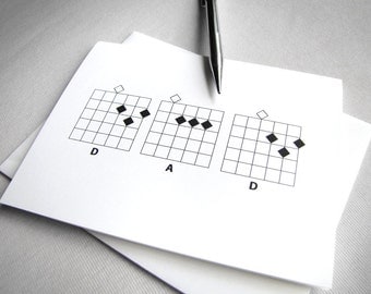 Fathers Day card - DAD Guitar Chords - black and white Father's Day card