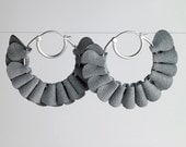 Smoke Gray Ruffle Hoop Earrings in Sterling Silver