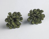 Petit Pois Fabric Flower & Sterling Silver Earrings, size Small