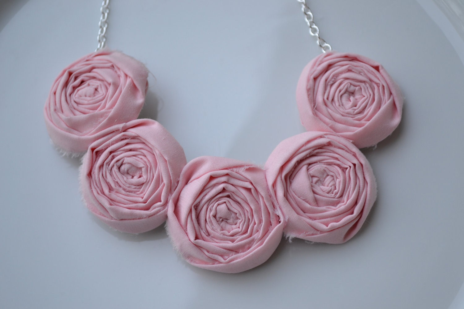 Blush Pink Rolled rosette necklace