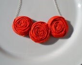 Triple Coral Rolled Rosette Necklace