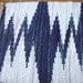 Hand woven rag rug - 2.7' x 2.9' ,,Dark blue, light blue, zigzag''
