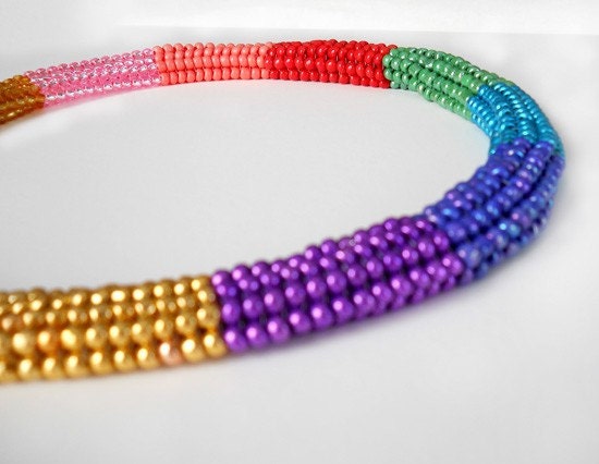 Graphic Rainbow Striped Necklace