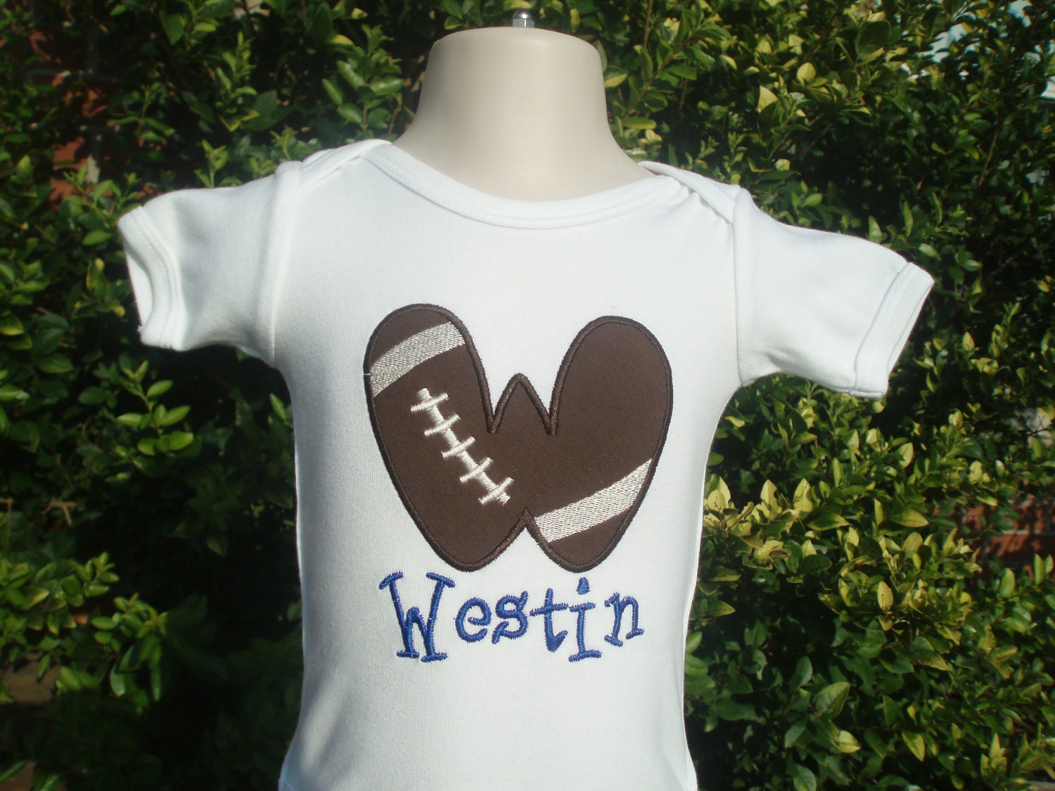 Little Football Fan Personalized Onesie Football Applique Shirt