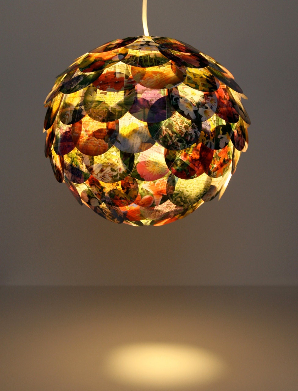 Artichoke Mixed Floral Pendant Light - Hanging Paper Lantern - Shade Only
