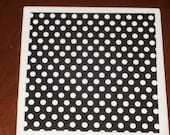 Polka Dot Tile Coasters...Black and White...Set of 4...For Drinks or Candles