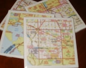 Washington DC Street Map Coasters...Set of 4...For Drinks and Candles...Full Cork Bottoms NOT Felt