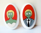 Zombie Wedding portrait, red Halloween decor