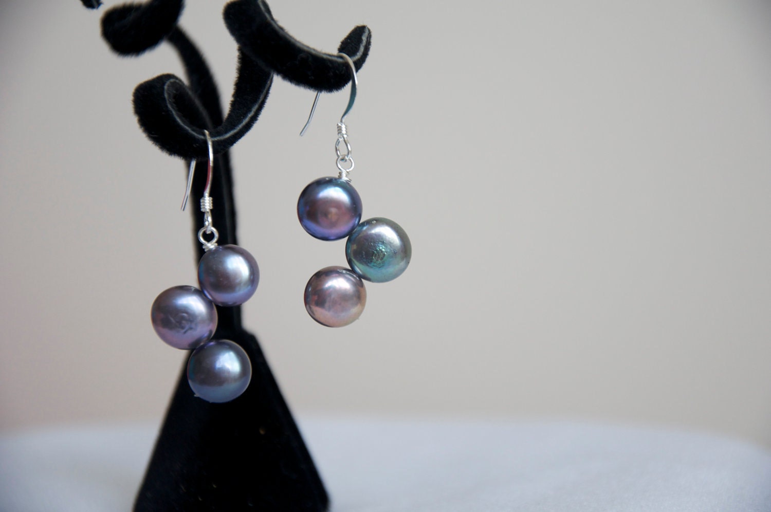 Lovely Top Drilled Purple Freshwater Pearl Earrings