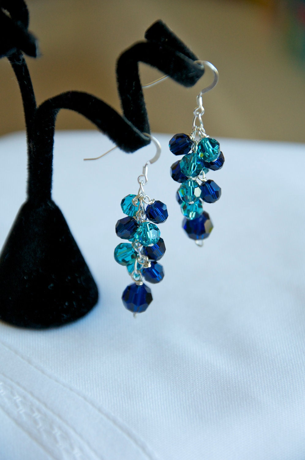 SALE: Crystal Grape Cluster Earrings in Blues