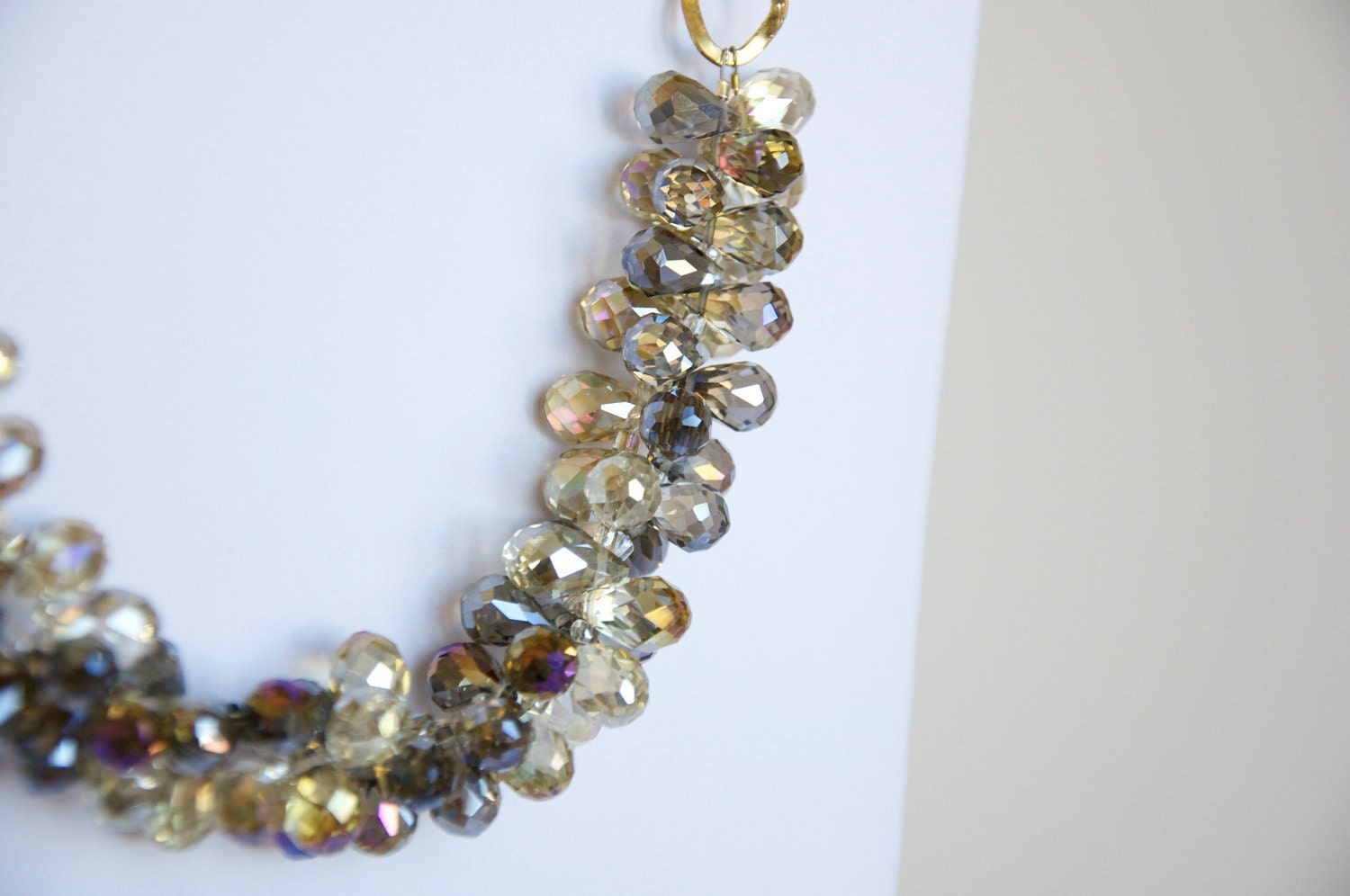 Shimmering Iridescent Crystal Golds Necklace