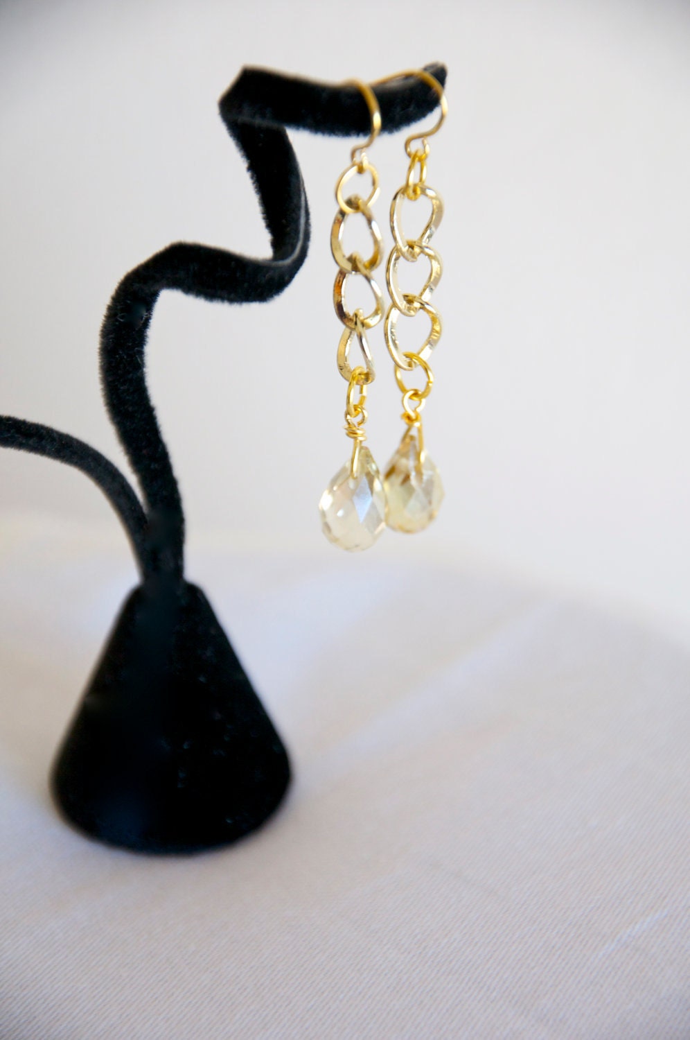 SALE: Golden Chain Dangle Crystal Earrings