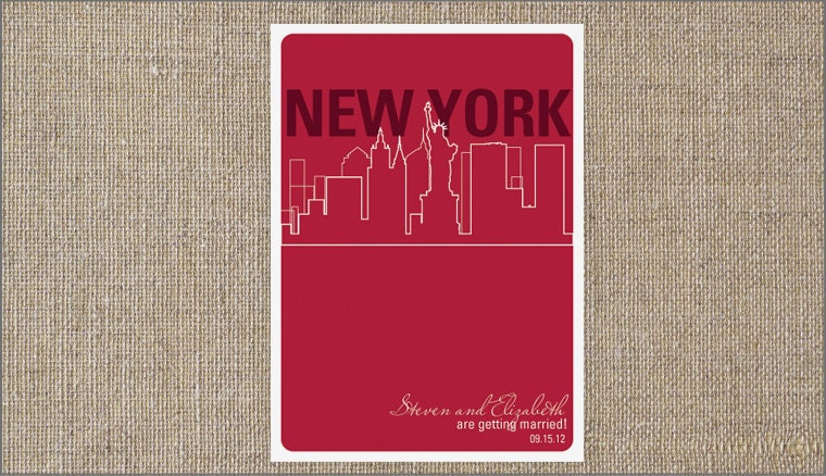 50 New York City Save the Date Cards - Customizable - Wedding Save the Dates
