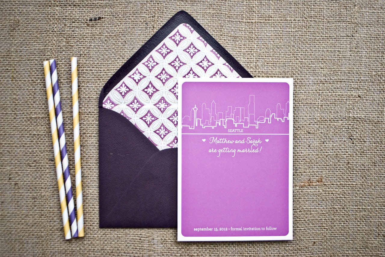 50 Seattle Save the Date Cards - Customizable - Wedding Save the Dates