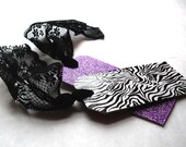 Bookmark Hand Painted Handmade Zebra Print Pink Original Art Black Lace