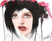 Art Print Signed Watercolor Reproduction Worlds End by Lizzy Love apprx 8x10 ( Portrait Beautiful Girl Surreal Painterly )