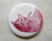 Gray Cat Pocket Mirror Mini Illustration Art 2.25"