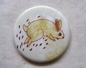White Rabbit Pocket Mirror Mini Illustration Art 2.25"