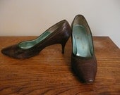 Vintage 1950s Shoes Pumps Palizzio Pin Up Alligator Skin Shoes