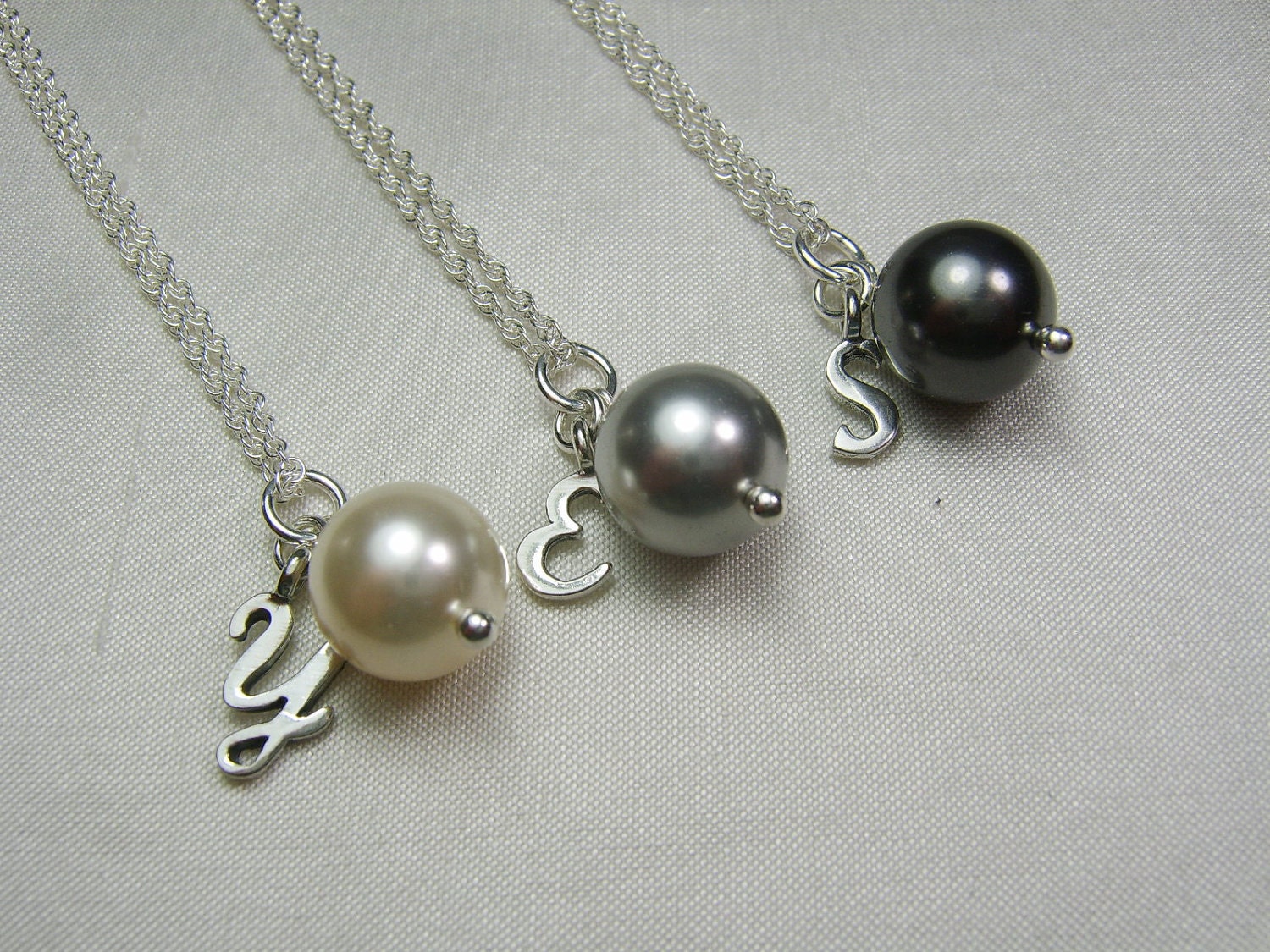 Bridesmaid Jewelry -  Set of 3 - Personalized Bridesmaid Necklaces