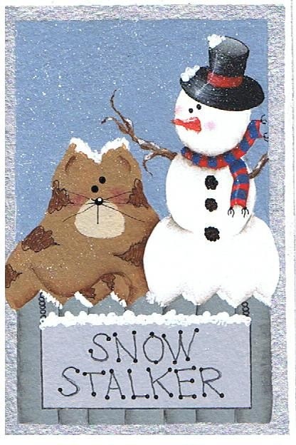 Cat Magnet-Snow Stalker-January Snow Winter Theme