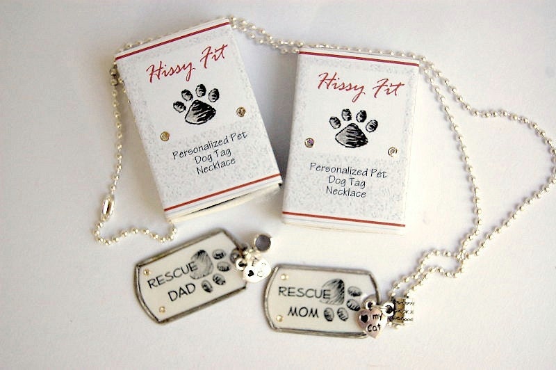 Rescue Mom and Dad Dog Tag Necklaces