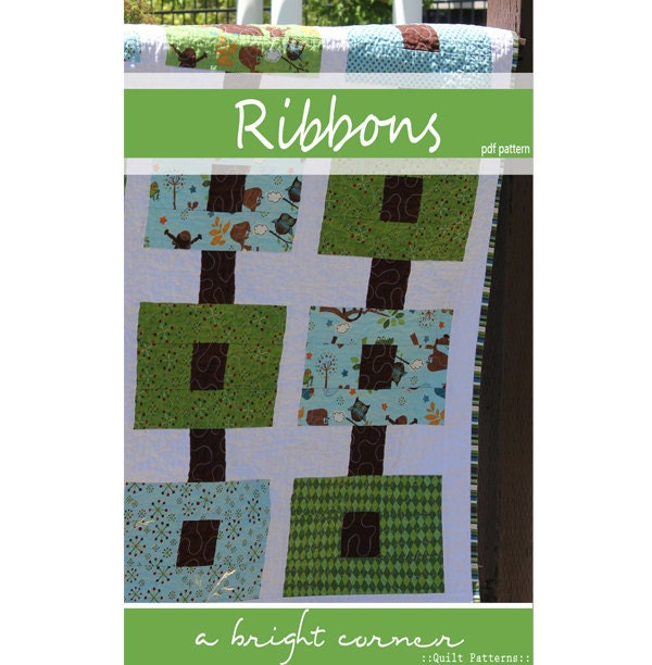 PDF Quilt Pattern -   Ribbons   -   a Baby or Throw size quilt pattern