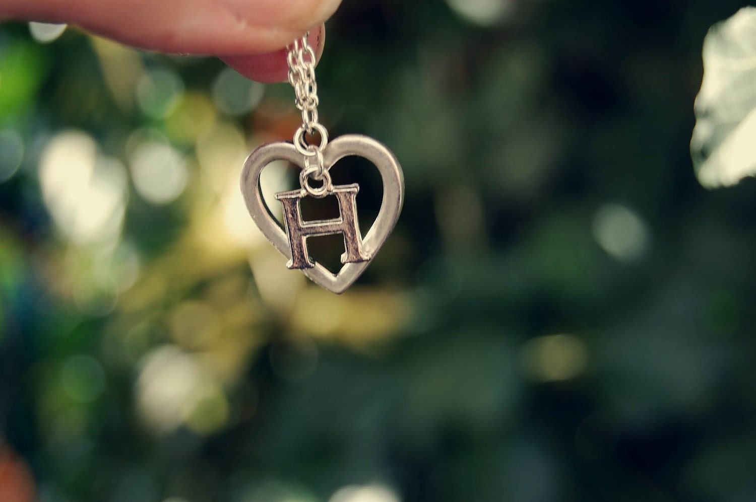 That which we call a rose would smell as sweet - Silver OR gold plated initial and heart necklace by benitablue