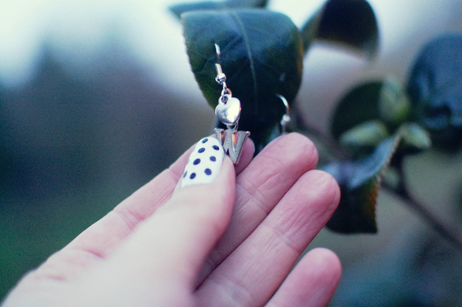 I wrote your name in the sky, but the wind blew it away - silver plated initial and heart earrings by benitablue