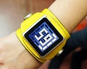 Ipod Nano Leather Watchband - Yellow