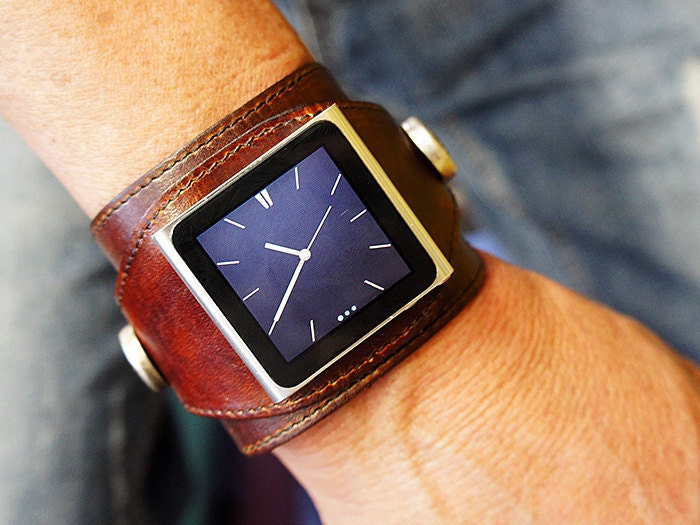 Ipod Nano Leather Watchband - Brown