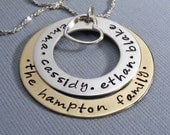 Family name necklace-hand stamped- personalized mothers necklace-childrens names-mommy jewelry