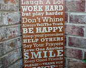 Family Rules of the House - Subway Sign - Hand Painted and Distressed - 11"x24"