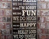 In This House Subway Sign - Hand Painted and Distressed - 11'x24"