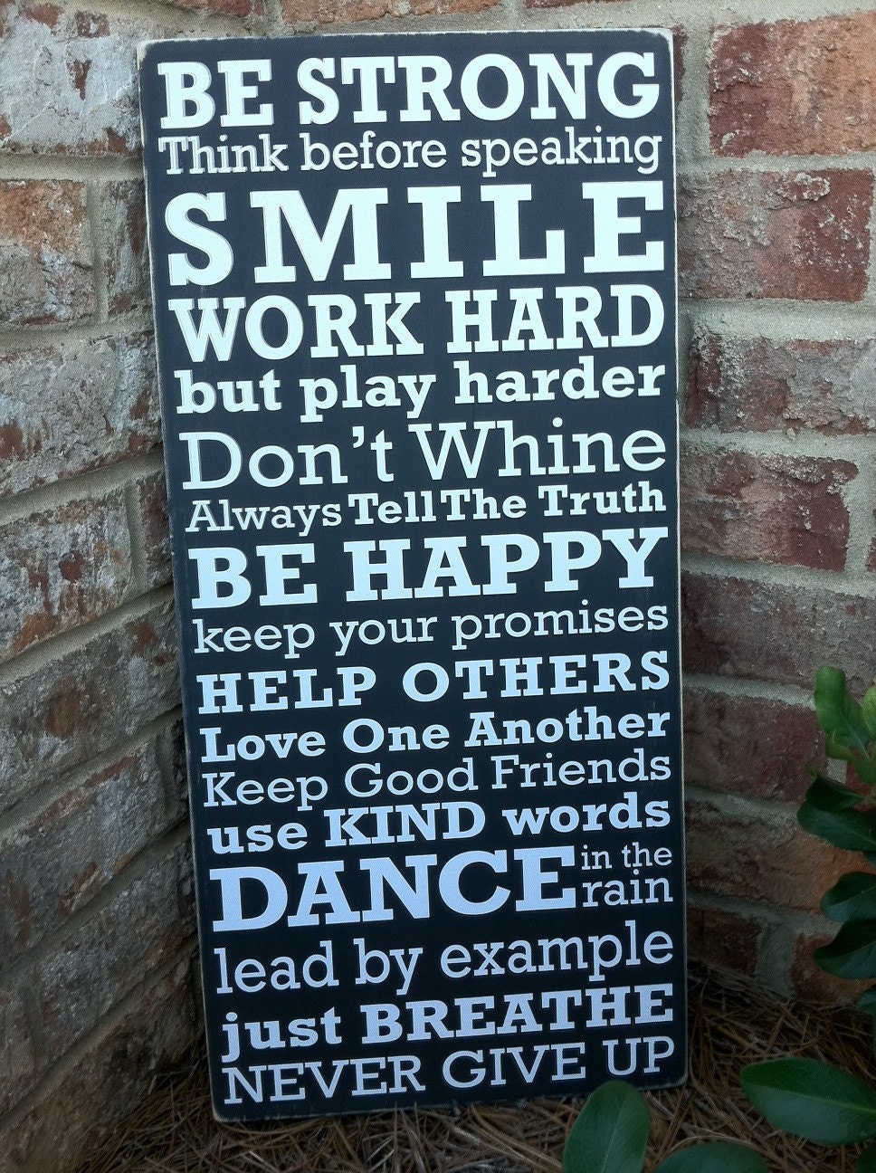 Family Rules of the House Subway Sign VERSION 3 - Hand Painted and Distressed with vinyl lettering - 11"x24"