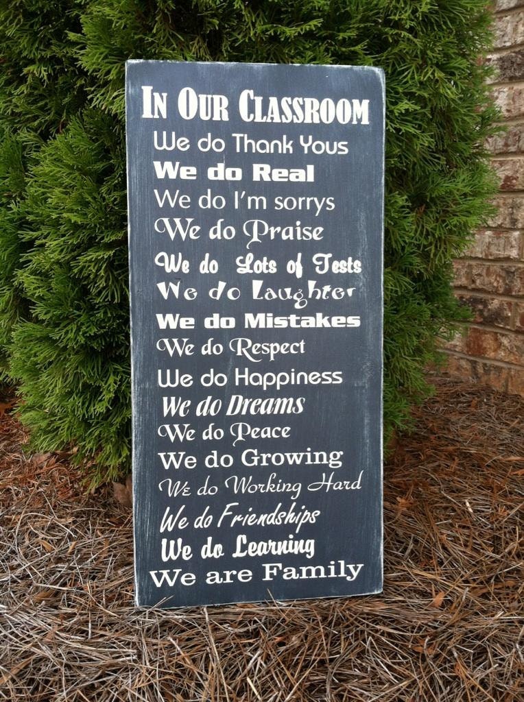 Classroom Rules Subway Sign - Hand Painted and Distressed - 11"x24"