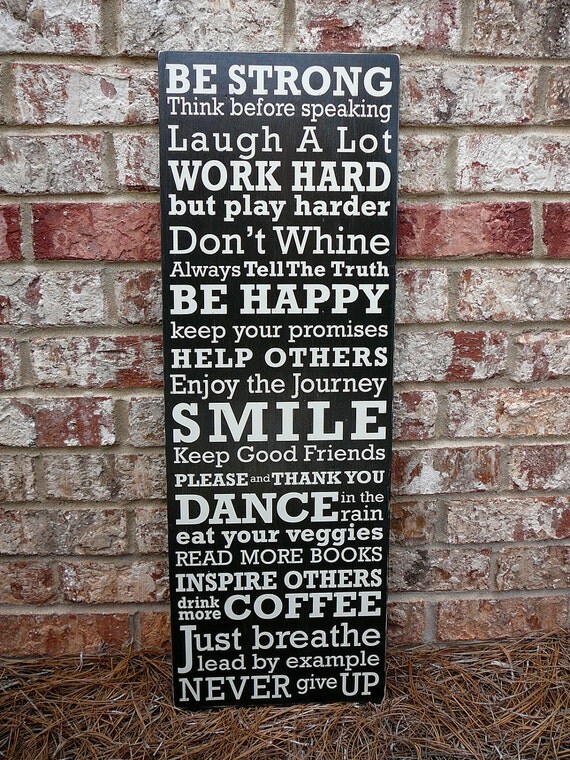 Family Rules of the House - EXTENDED VERSION 11"x36" - Subway Sign - Hand Painted and Distressed
