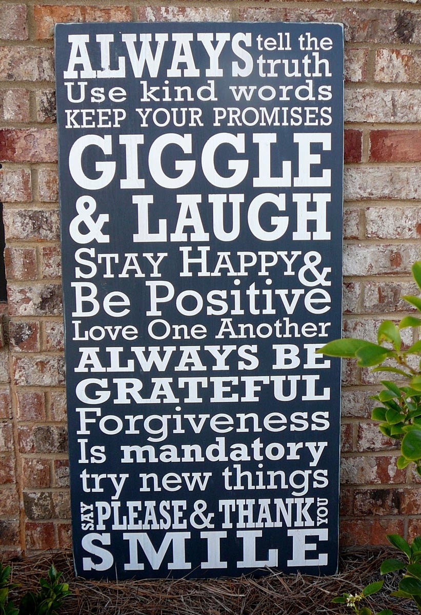 Family House Rules VERSION 2 Subway Sign (LARGE 2'x4') - Hand Painted and Distressed