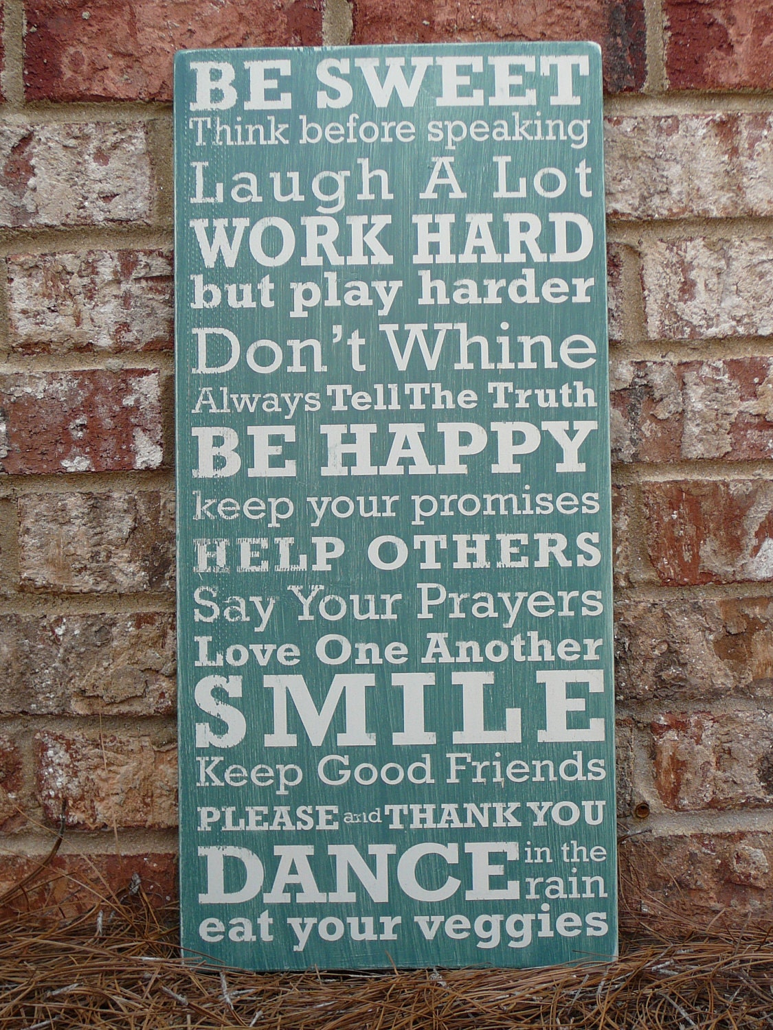 Family Rules of the House Subway Sign - Hand Painted and Distressed - 11"x24"