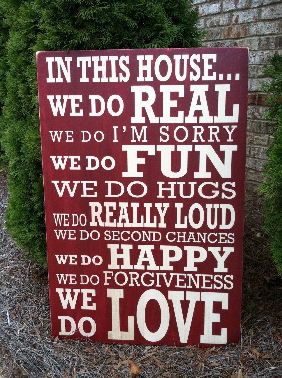 In This House Subway Sign 2'x3' - Hand Painted and Distressed