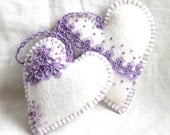 Heart Lavender Lilac and Lace Tatted Heart Felt Sachets