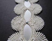 Mermaid Bridal Sash - Shell Lace with Lace Applique and Satin Ribbon