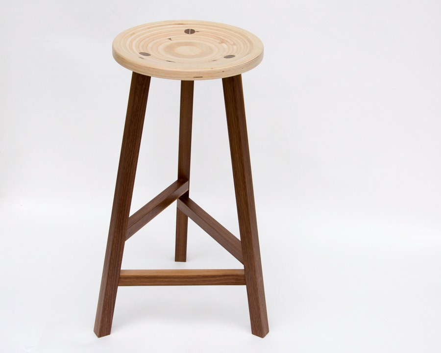 Bull's Eye Bar Stool by Patrick Lajoie for Studio Liscious - American Walnut, Baltic Birch, traditional joinery